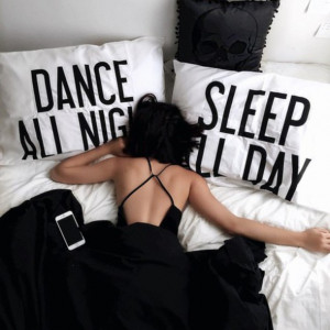 ... white, dance, sleep all day, dance all night, black hair - Wheretoget