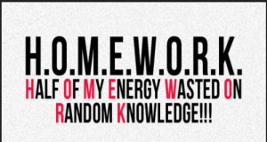 HOMEWORK Stands for Half of my energy wasted on random knowledge.
