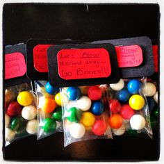made these little bags with bubble gum for my sons football team. We ...