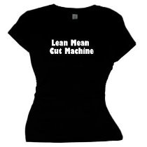 ... Diva Tees Woman's SoftStyle T-Shirt-Lean Mean Cut Machine-Black-White