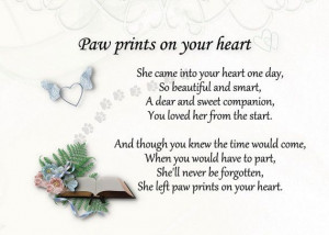 Pet loss sympathy card Paw prints on your heart for dog ,cat: Hunting ...