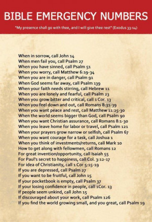 Bible Emergency Numbers ... Really Love this one! So Great to ...