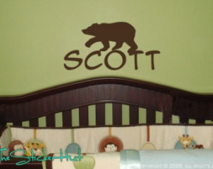 Bear with Your Name Woodland Decor Vinyl Wall Stickers Decals 684 ...
