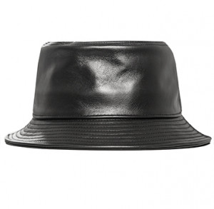 black leather bucket hat