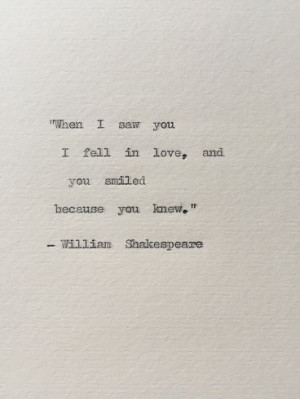 Shakespeare Typewriter Quote; love, weddings, vintage