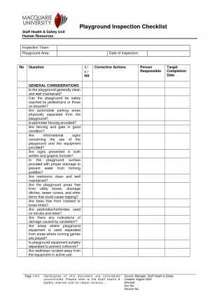 Playground Inspection Checklist picture