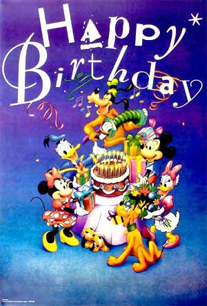 Disney Mickey Mouse Happy Birthday #1 Poster (WM-200), was closed 01 ...