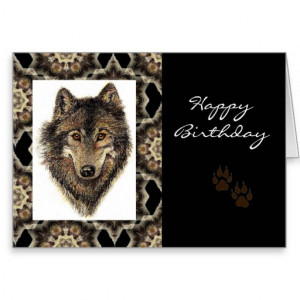 Happy Birthday Wild Thing with Watercolor Wolf Greeting Card