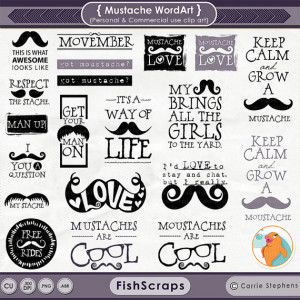 Mustache Word Art, Hipster ClipArt, Moustache Quote, Movember ...