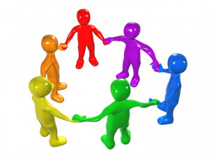Diverse Circle Of Colorful People Holding Hands, Symbolizing Teamwork ...
