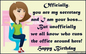 Humorous birthday quote to secretary in office