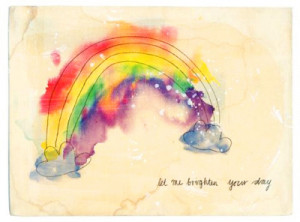 cute, drawing, rainbow, text, watercolor