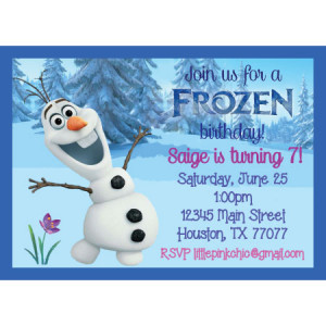 Frozen Olaf Birthday Invitation-Frozen, Anna, Elsa, Olaf, Disney