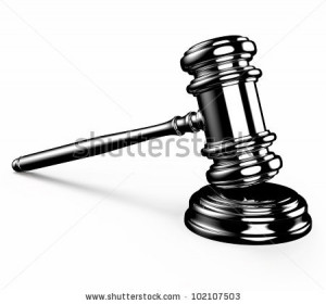Judge Courtroom Gavel Isolated Over White Background With Clipping