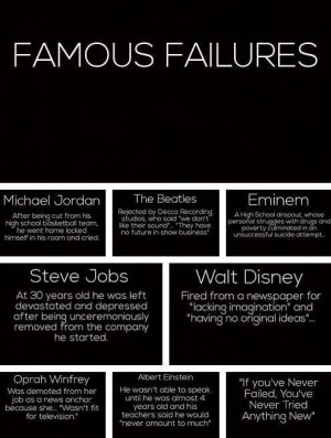... Failures : If you never failed, you’ve never tried something new