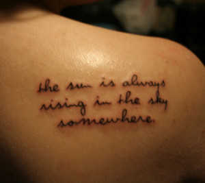 Awesome Right Back Shoulder Quote Tattoo For Girls