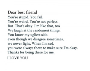Dear Best Friend I Love You