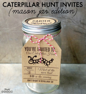 Mason Jar Caterpillar Hunting Invitations {Printable}