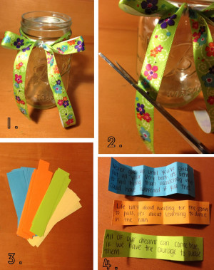 Tie the ribbon in a bow around the mason jar.