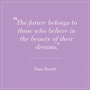Eleanor Roosevelt quote on Radiant Orchid card: The future belongs to ...