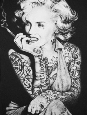 2011 Tagged Marilyn Monroe Tattoos Tatted Black And White Smoke