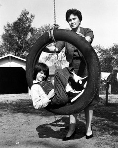 Harper Lee and Mary Badham on the set of To Kill a Mockingbird.