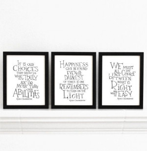 Set of 3 - Harry Potter movie quote posters, typographic print, black ...