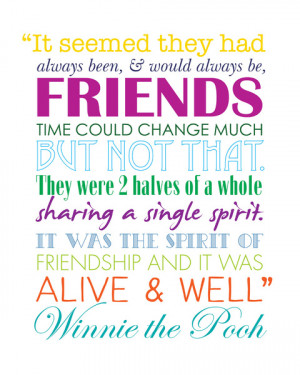 Winnie the Pooh Friendship Quote - Bright Colors Art Print