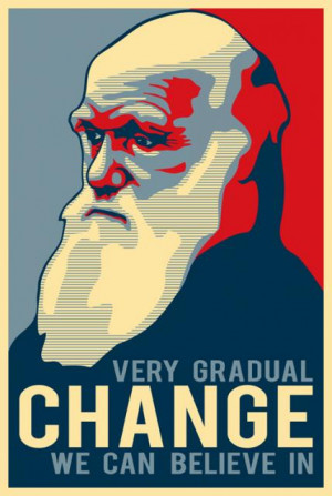 Picture of Charles Darwin in the style of 2008 Obama campaign posters ...