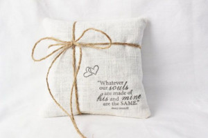 Linen Ring Bearer Pillow - Emily Bronte Quote - Romantic Heirloom ...