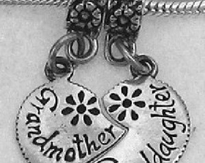 Grandmother/Granddaughter Heart Bead Charm .