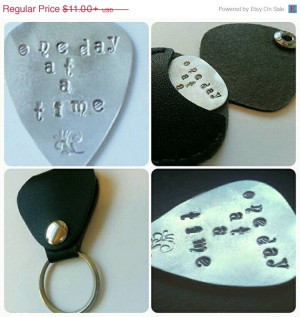 SALE One day at a time, recovery gift, handstamped pick, recovery ...