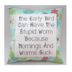 Funny Cross Stitch Pillow Quote Pastel and Light by NeedleNosey, $23 ...