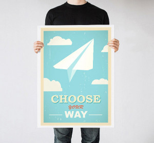 Motivational quote art print, Choose your way, Retro poster ...