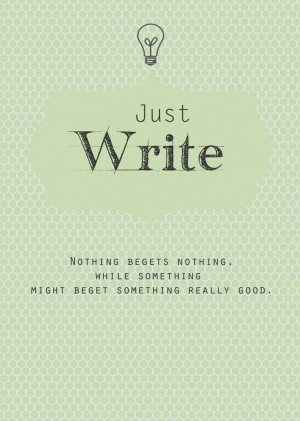 ... Motivation Print in Mint Green, Just Write, New Years Resolution