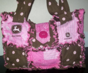 Pink John Deere Girl Rag Quilt Purse Image