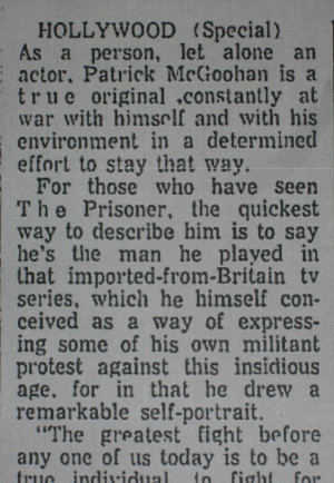 Number Six Was Innocent - McGoohan and The Prisoner