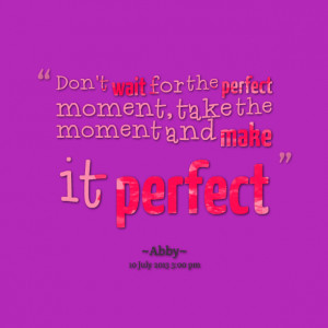 Quotes Picture: don't wait for the perfect moment, take the moment and ...