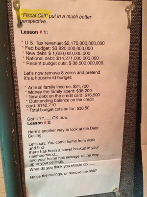 Great analogy for the Fiscal Cliff!