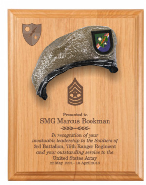 Army Beret Plaque - 12 x 15 Alder Army Beret Plaques