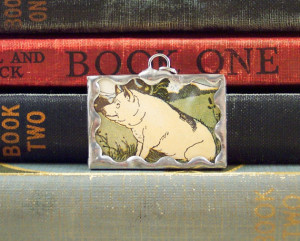 Pig Pendant with Babe Quote - Soldered Pendant with Book Art - Farm ...