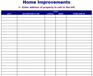 Here is preview of a sample Home Improvement Record List Template,