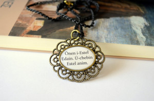 Elvish Tolkien quote necklace. LOTR jewelry. Lord of the rings fans ...