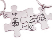 Side By Side Or Miles Apart Puzzle Piece Key Chain Set of 2 - Hand ...