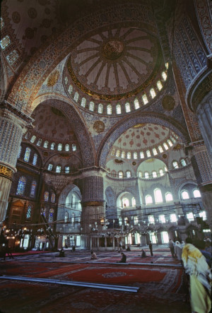 Interior of Sultan Ahmed Mosque (Blue Mosque) in Istanbul, Turkey