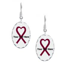 Personalized Burgundy Ribbon He Earring Oval Charm for