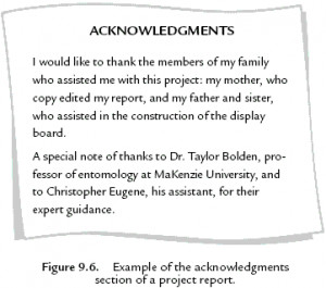 Acknowledgements Science Fair Project Examples