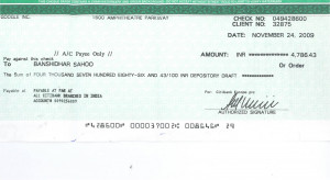 Received my first Google Adsense cheque of 103$ on 30th Nov 09