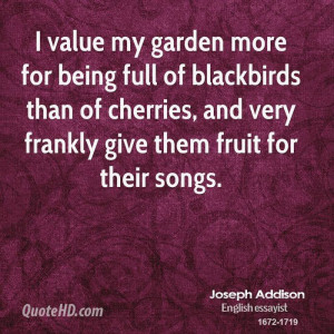 value my garden more for being full of blackbirds than of cherries ...
