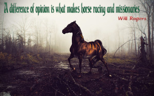 ... opinion is what makes horse racing and missionaries.” ~ Will Rogers